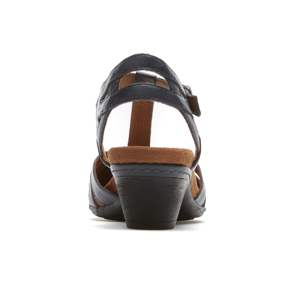 Sandalias Rockport Mujer Mexico - Cobb Hill Aubrey T-Strap Gay Marino - BINED8194